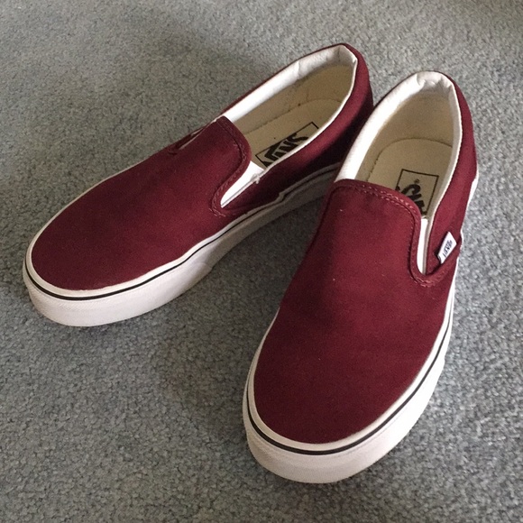 maroon vans slip ons